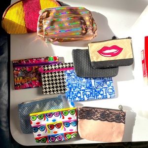 10 Ipsy cosmetic pouches